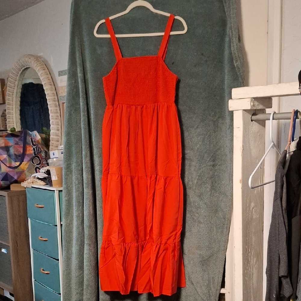 Chic Red Midi Dress with Straps